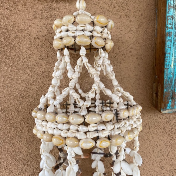 VTG 1970s Woven Shell Chandelier Hanging Swag Art 22" Long - Picture 2 of 6